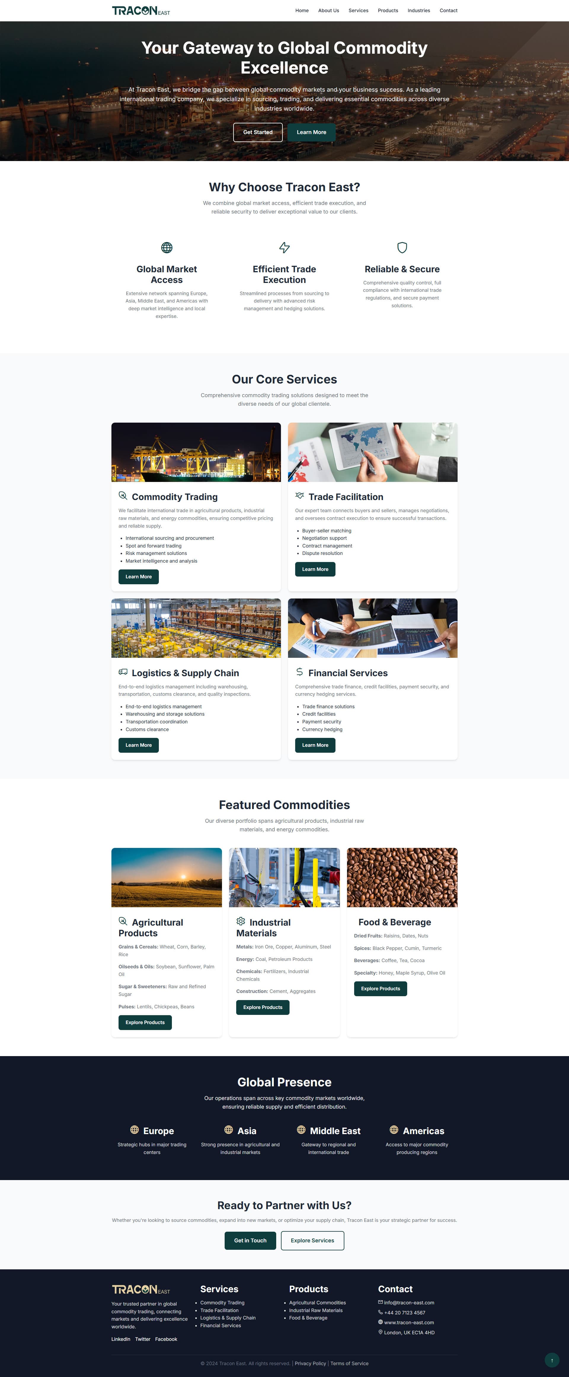 Tracon East Global Commodity Trading Web Presence gallery image 1