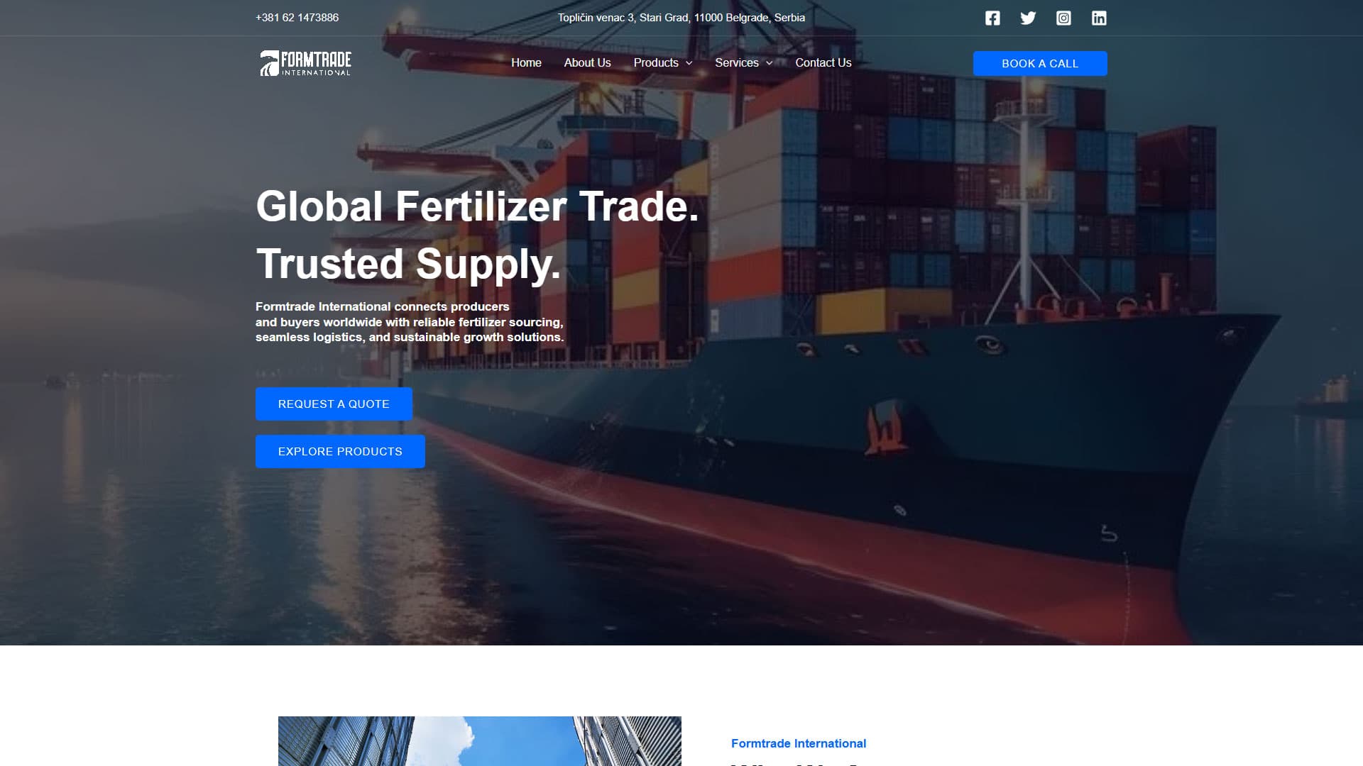 Formtrade International Fertilizer Trade Web Presence