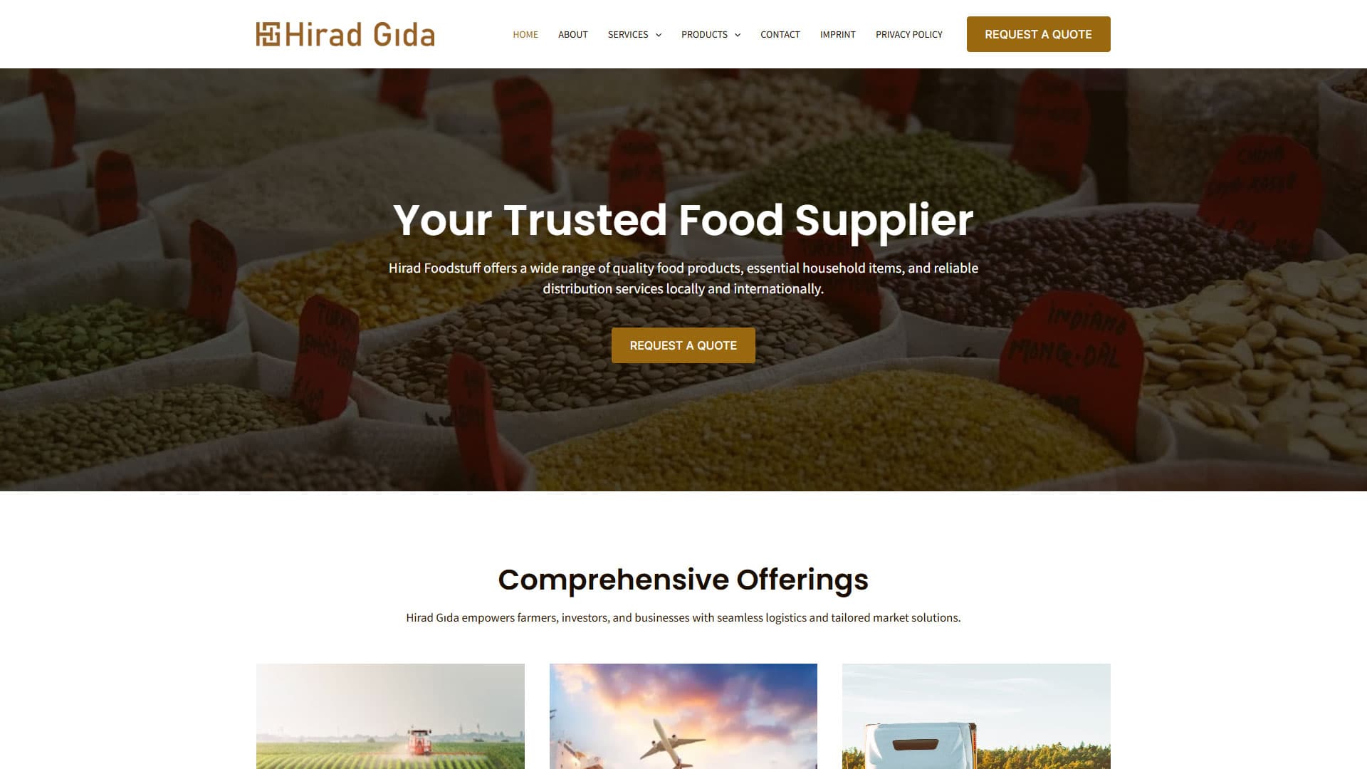 Hirad Foodstuff Trade & Distribution Web Presence