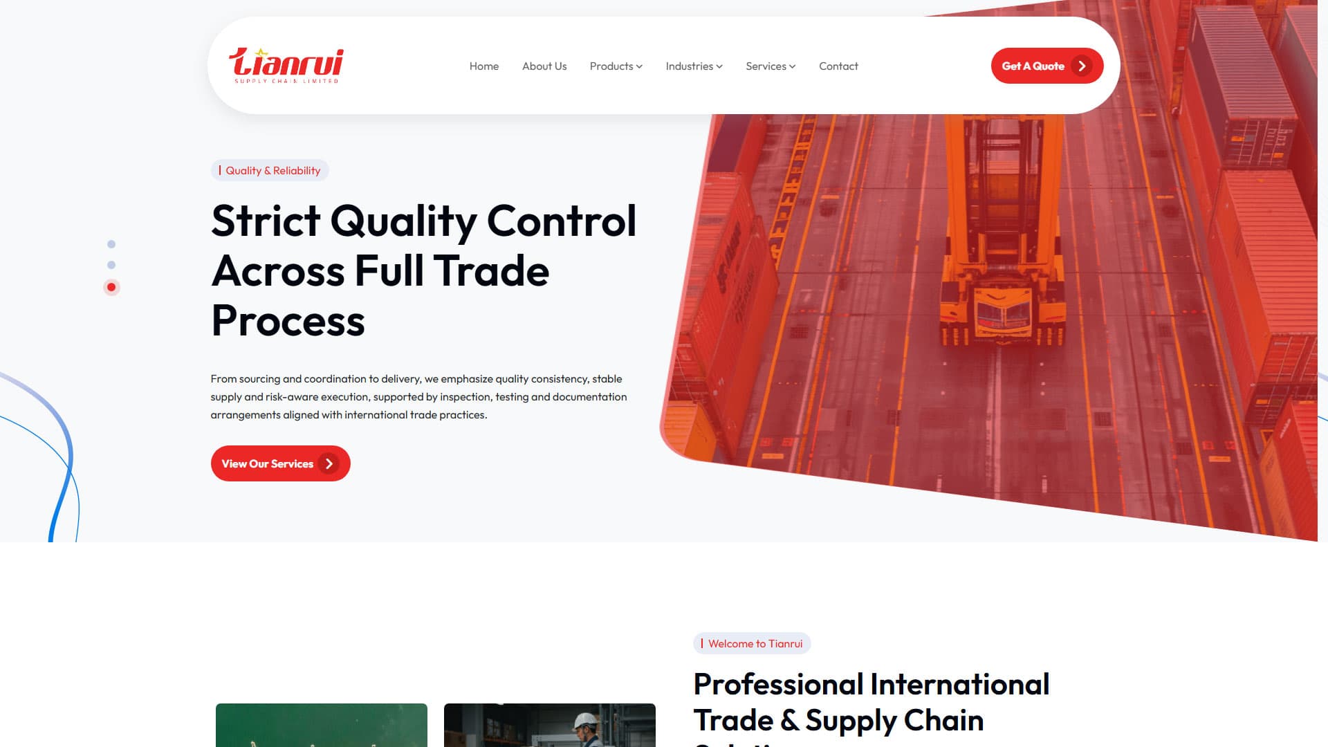 Tianrui Supply Chain Global Trade Web Presence