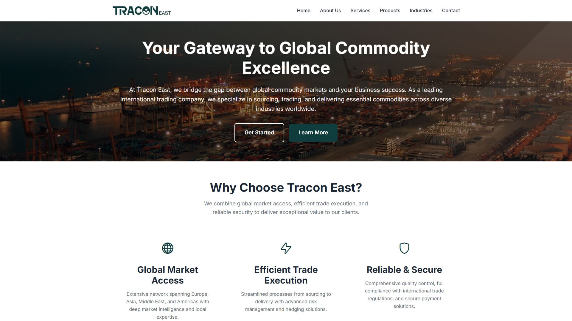 Tracon East Global Commodity Trading Web Presence