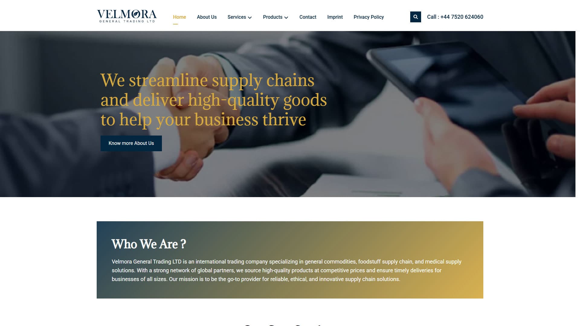 Velmora Trading Global Supply Web Presence