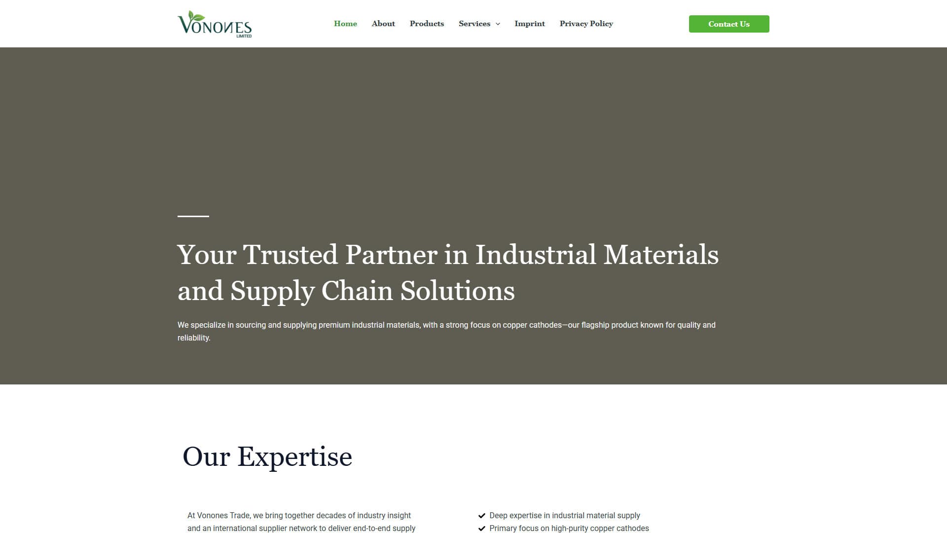 Vonones Trade Industrial & Supply Chain Web Presence